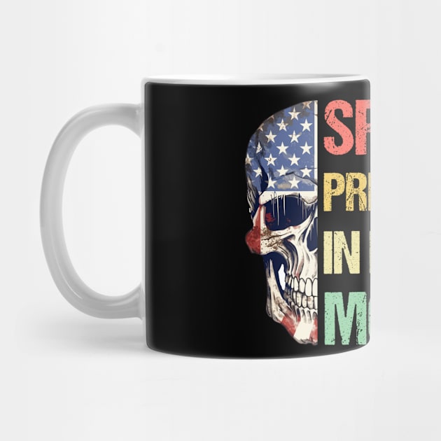 Vintage Retro Spit Preworkout In My Mouth with American Flag Themed Half Skull by theworthyquote